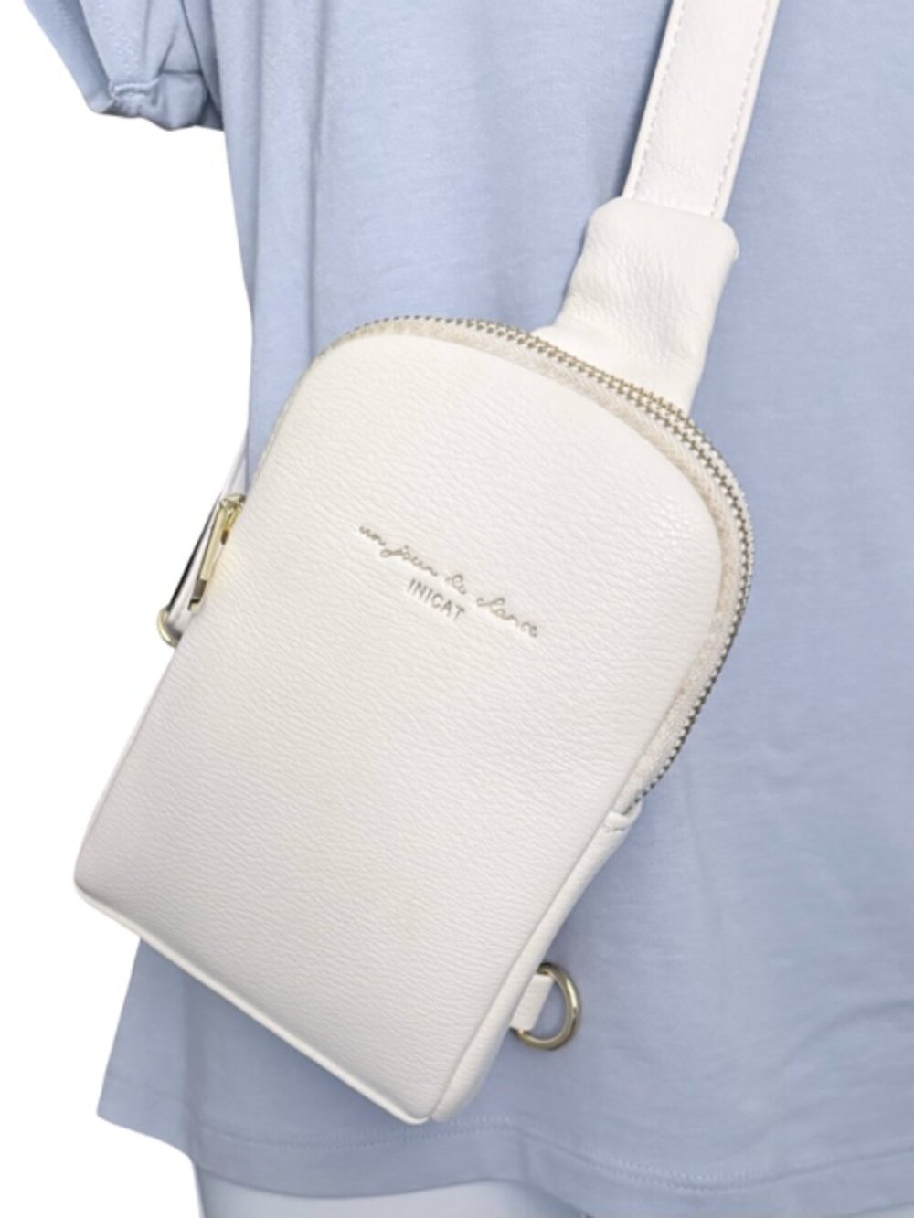 INICAT Vegan Leather White Sling Bag Crossbody Purse with Clear Pocket - Picture 2 of 8